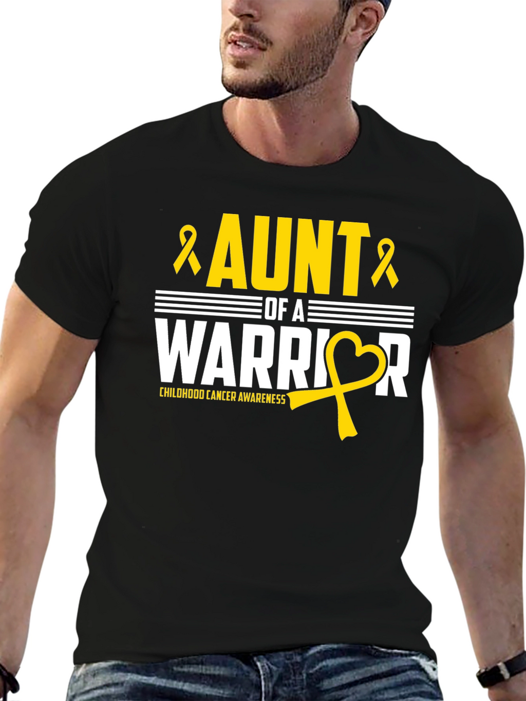 Aunt of a Warrior Childhood Cancer Awareness T-Shirt