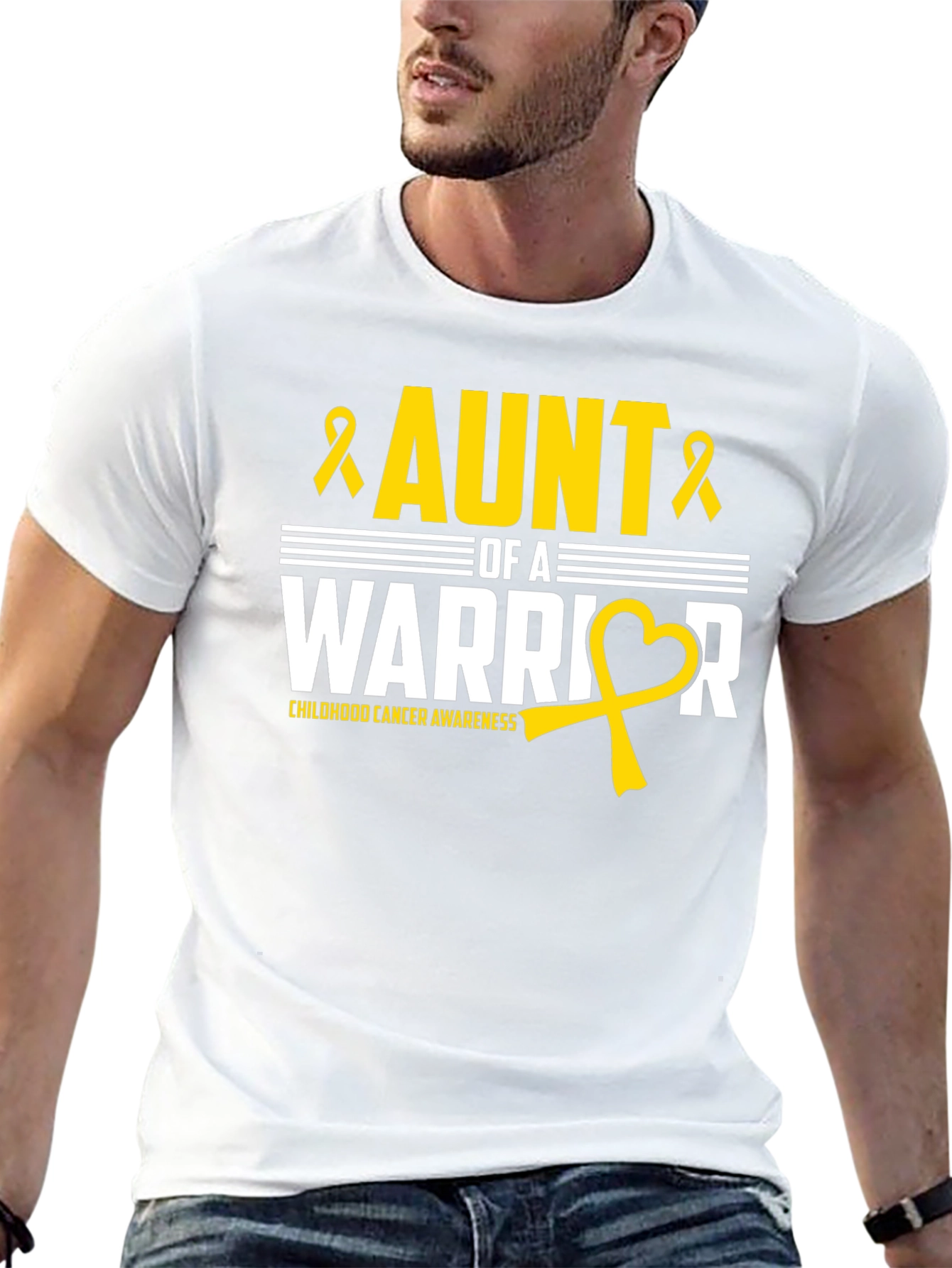 Aunt of a Warrior Childhood Cancer Awareness T-Shirt