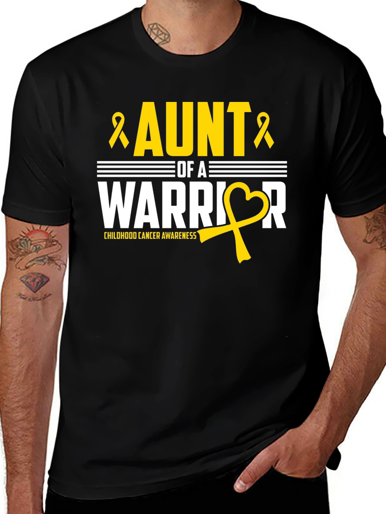 Aunt of a Warrior Childhood Cancer Awareness T-Shirt