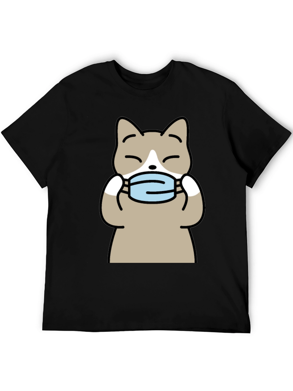 Cat with Mask Graphic Tee - Unisex Black T-Shirt