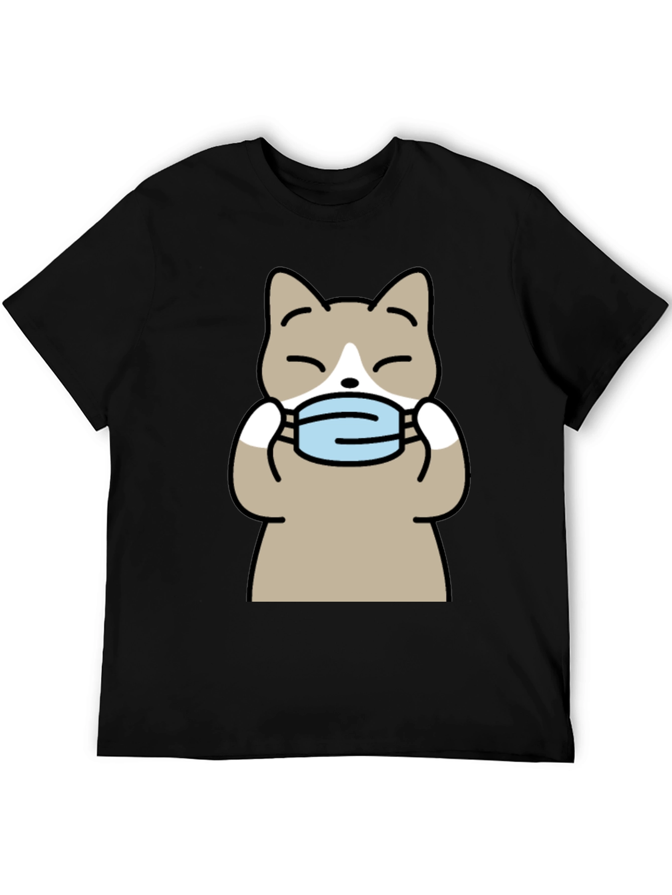 Cat with Mask Graphic Tee - Unisex Black T-Shirt