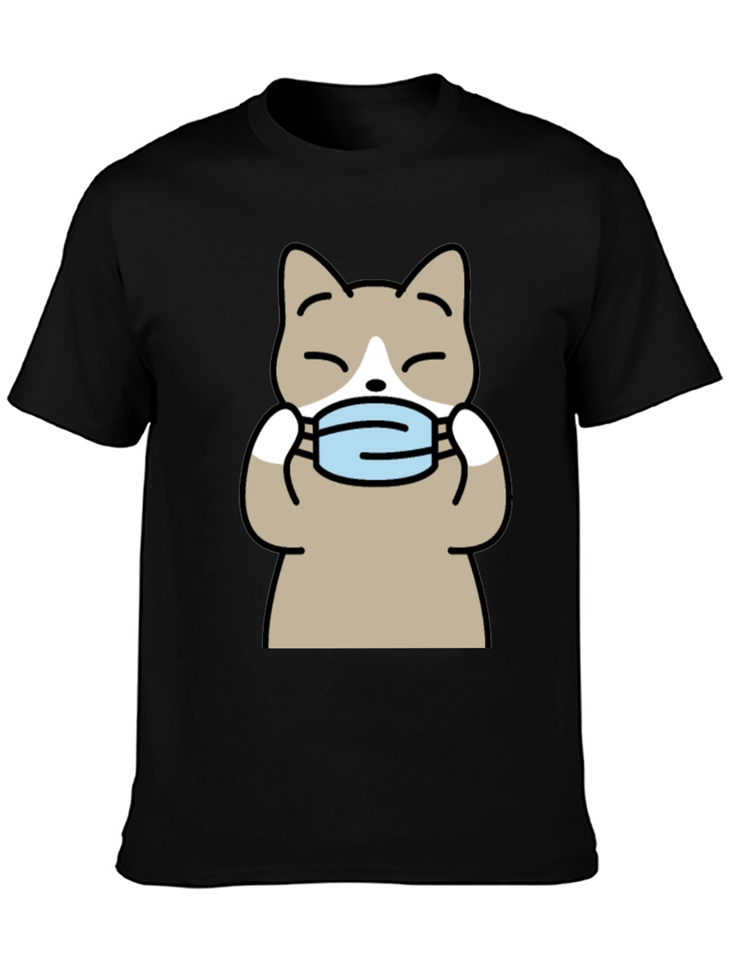 Cat with Mask Graphic Tee - Unisex Black T-Shirt
