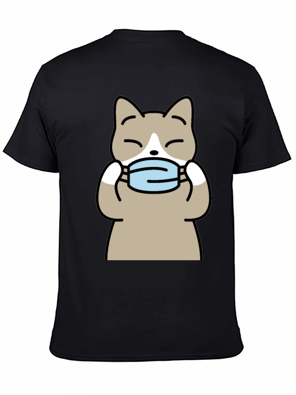Cat with Mask Graphic Tee - Unisex Black T-Shirt