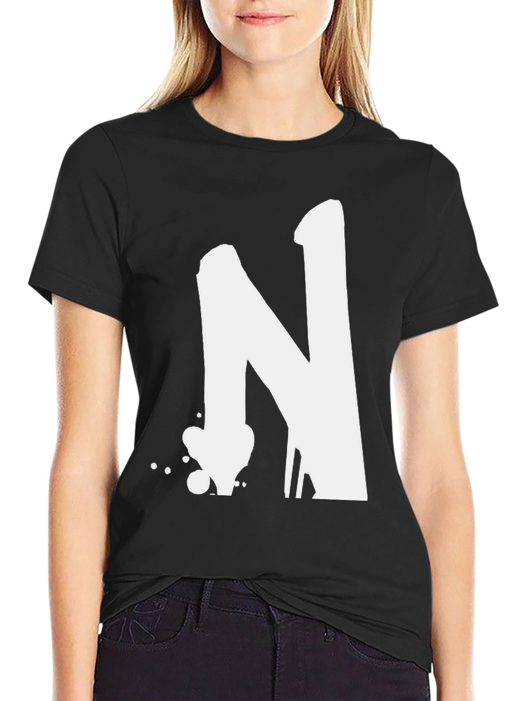 Bold Letter N Graphic T-Shirt - Casual Style