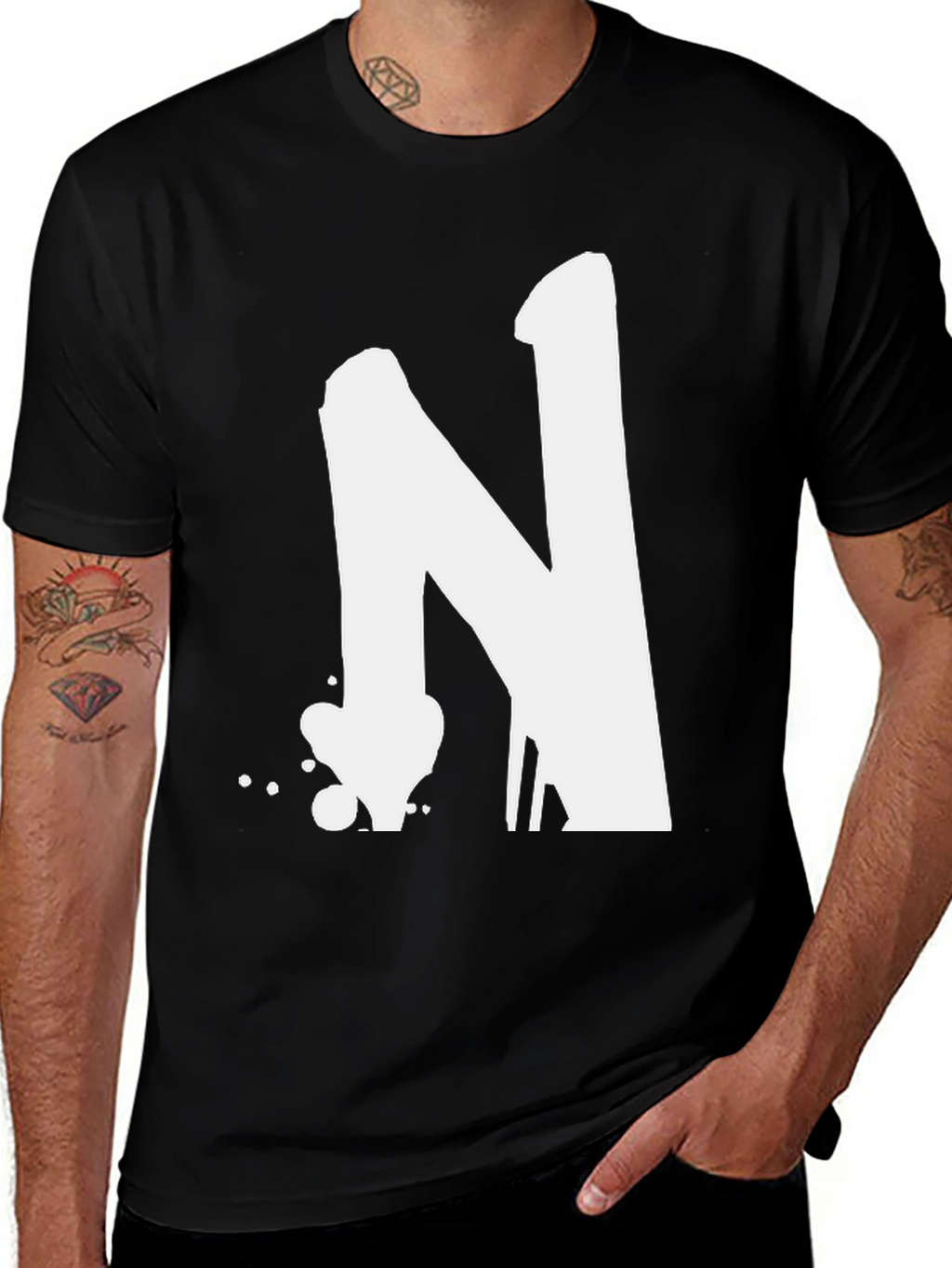 Bold Letter N Graphic T-Shirt - Casual Style