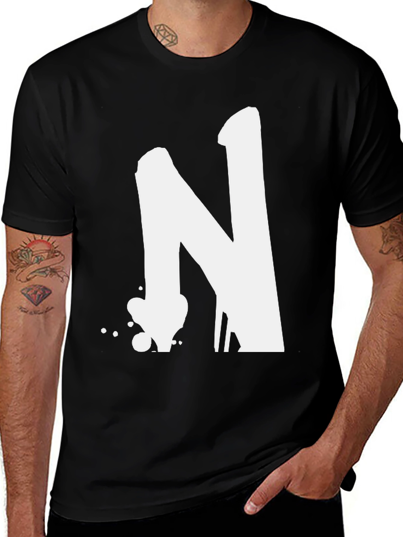 Bold Letter N Graphic T-Shirt - Casual Style