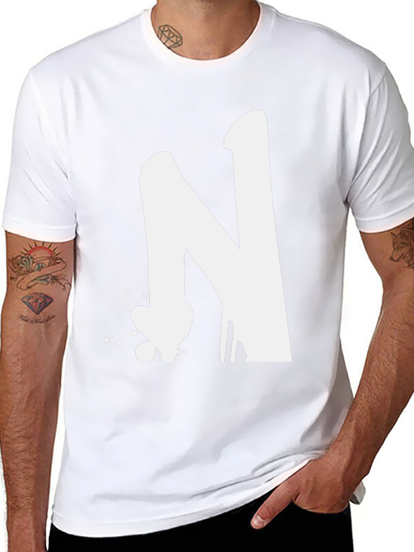 Bold Letter N Graphic T-Shirt - Casual Style
