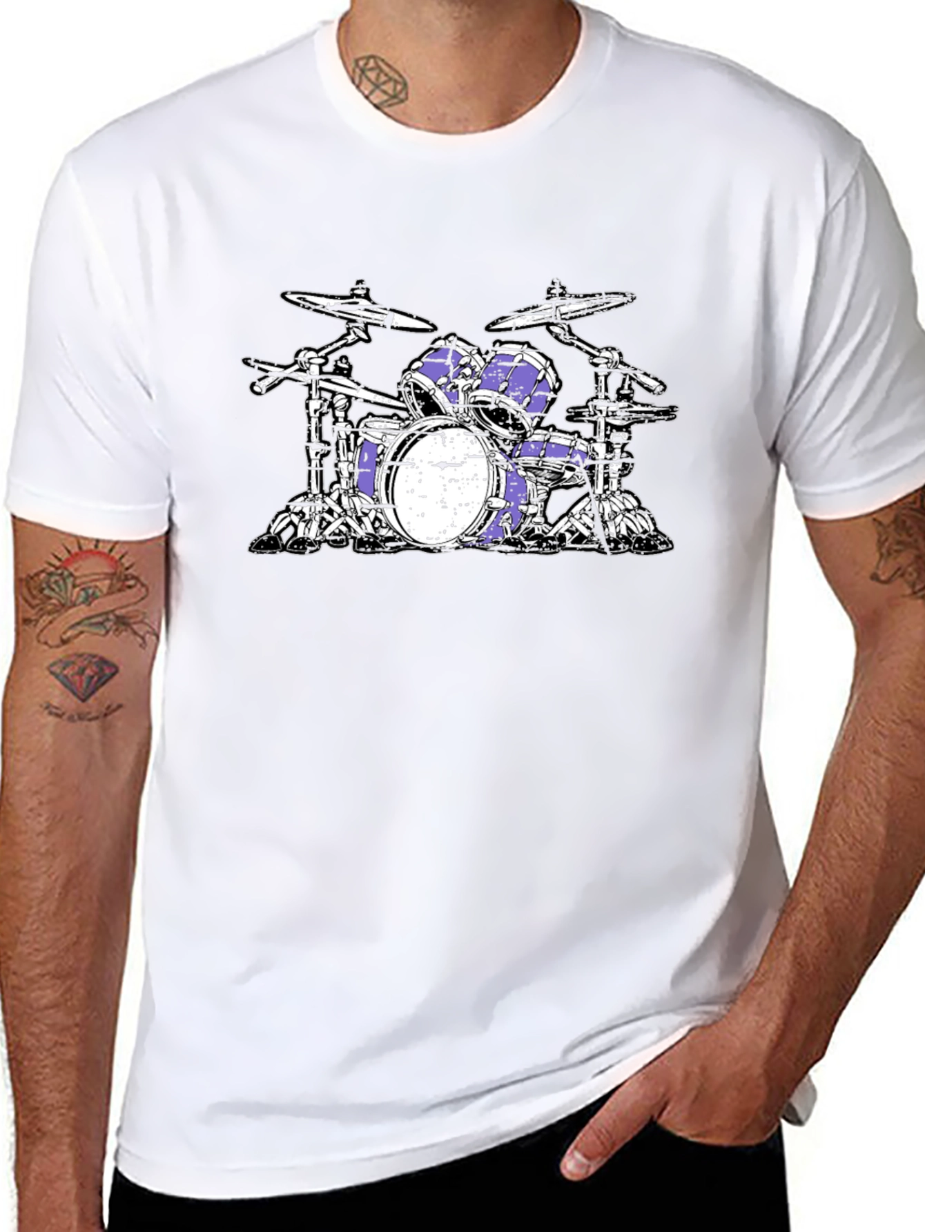 Drum Kit T-Shirt - Black Cotton Graphic Tee