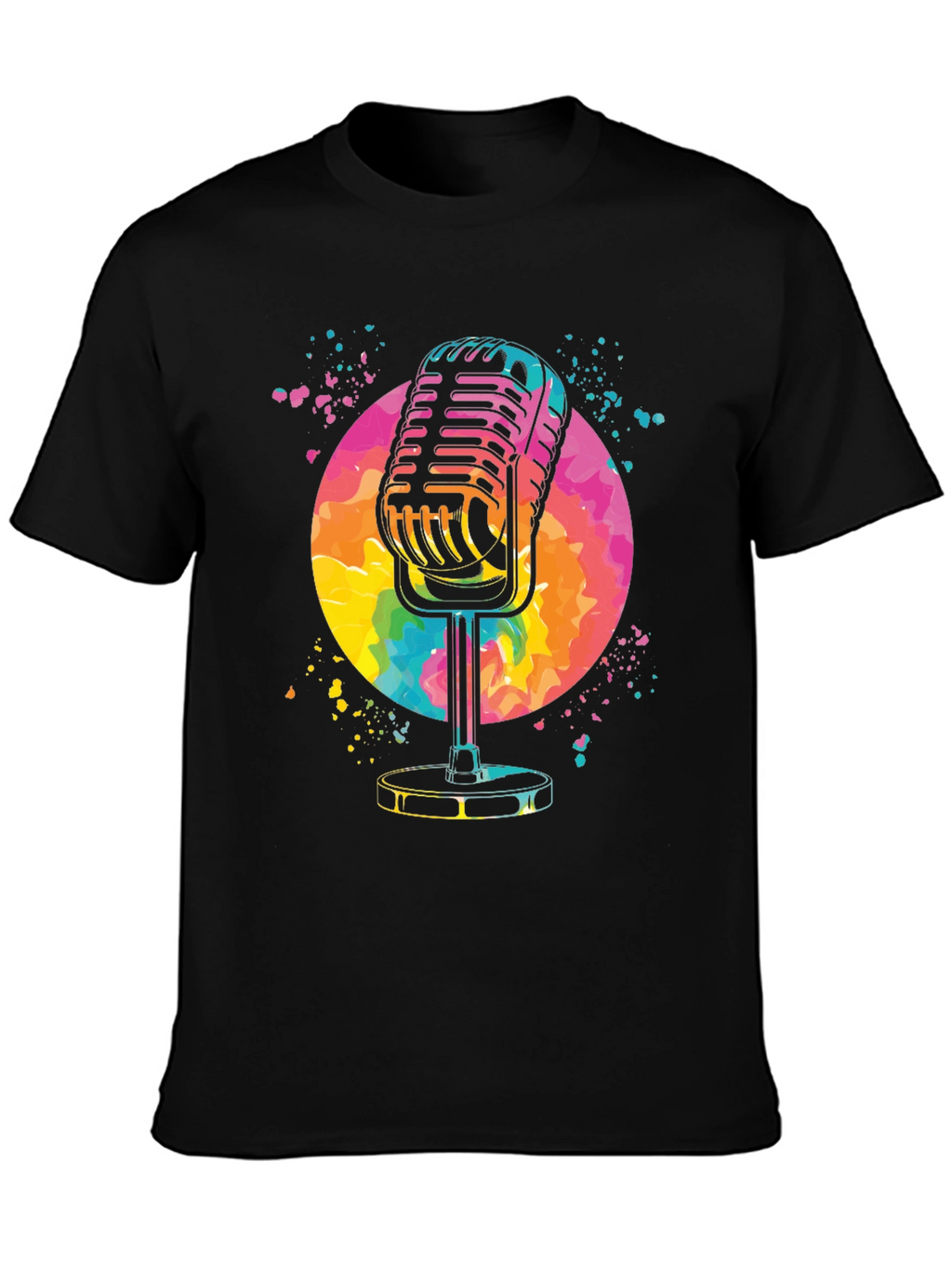 Retro Microphone Graphic Tee - Vibrant Design