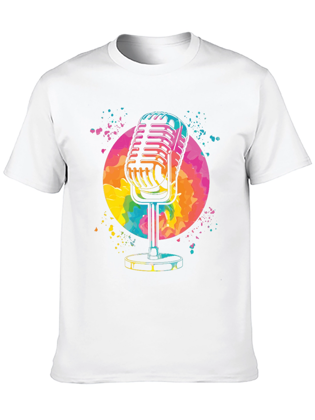 Retro Microphone Graphic Tee - Vibrant Design