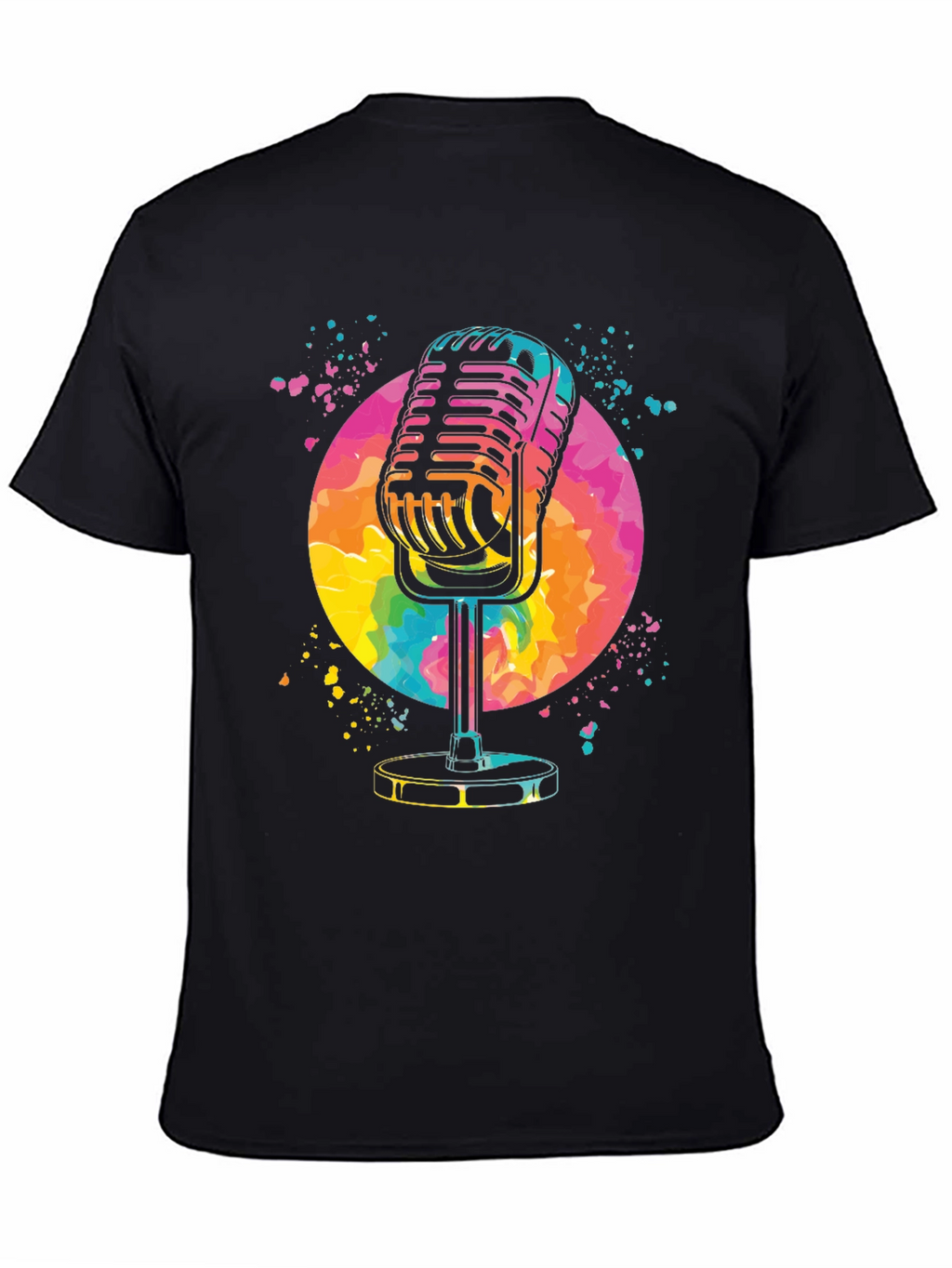 Retro Microphone Graphic Tee - Vibrant Design