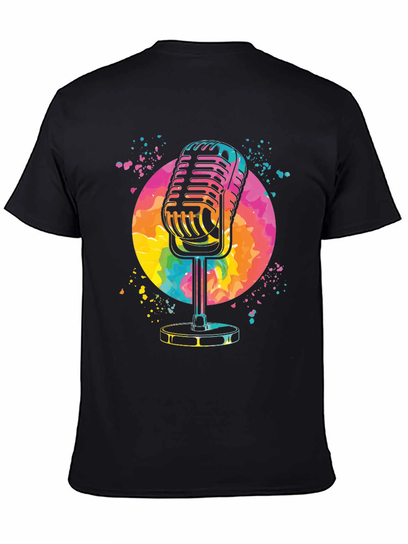 Retro Microphone Graphic Tee - Vibrant Design