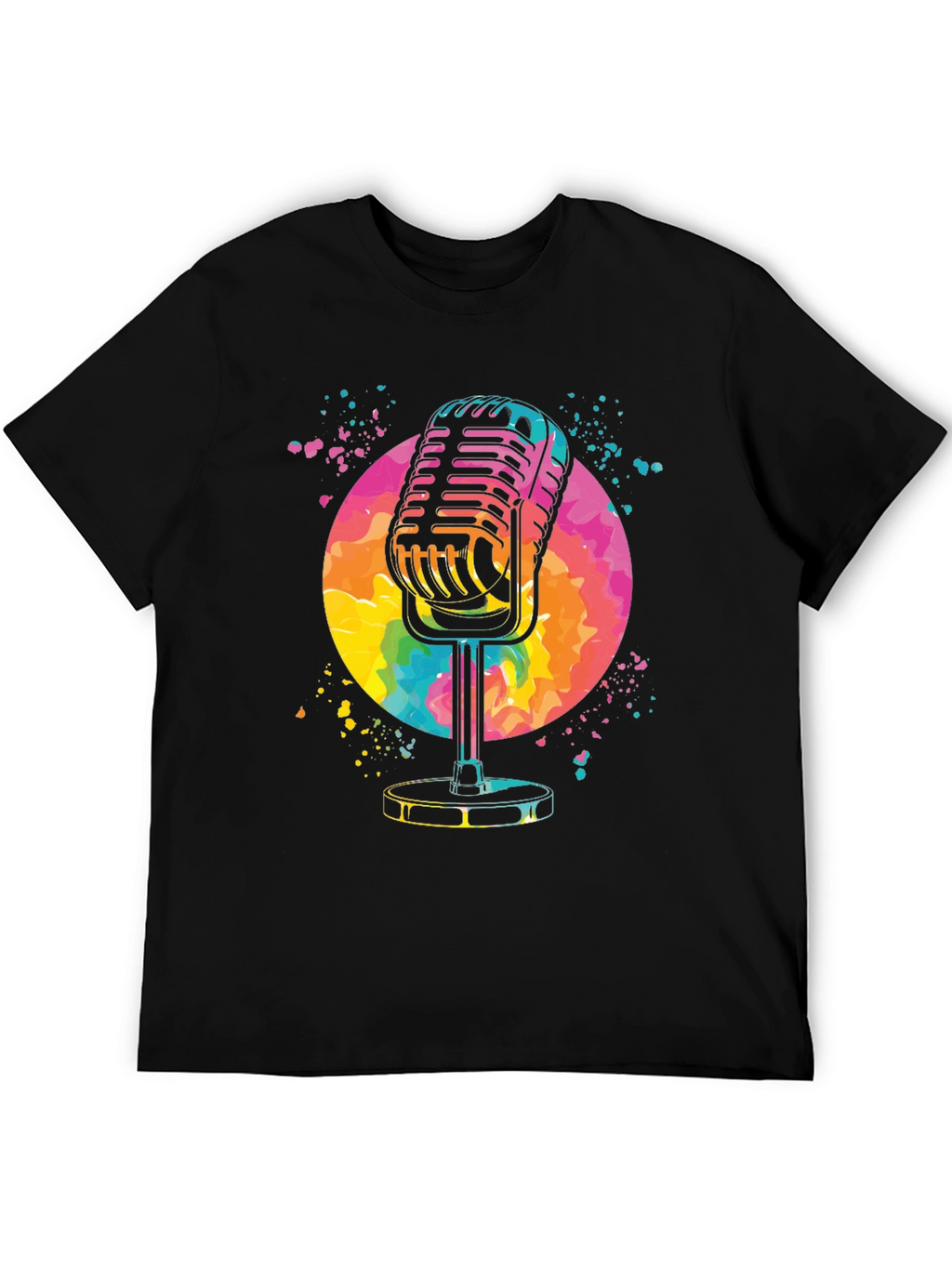 Retro Microphone Graphic Tee - Vibrant Design