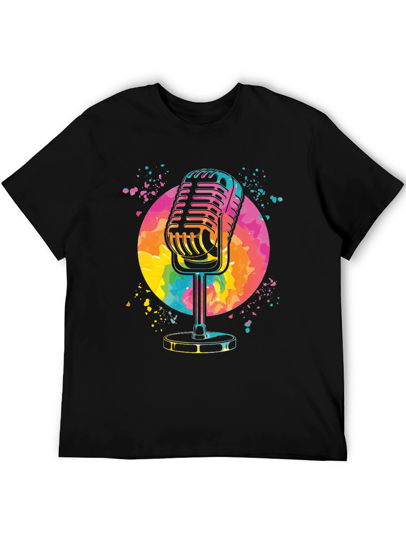 Retro Microphone Graphic Tee - Vibrant Design