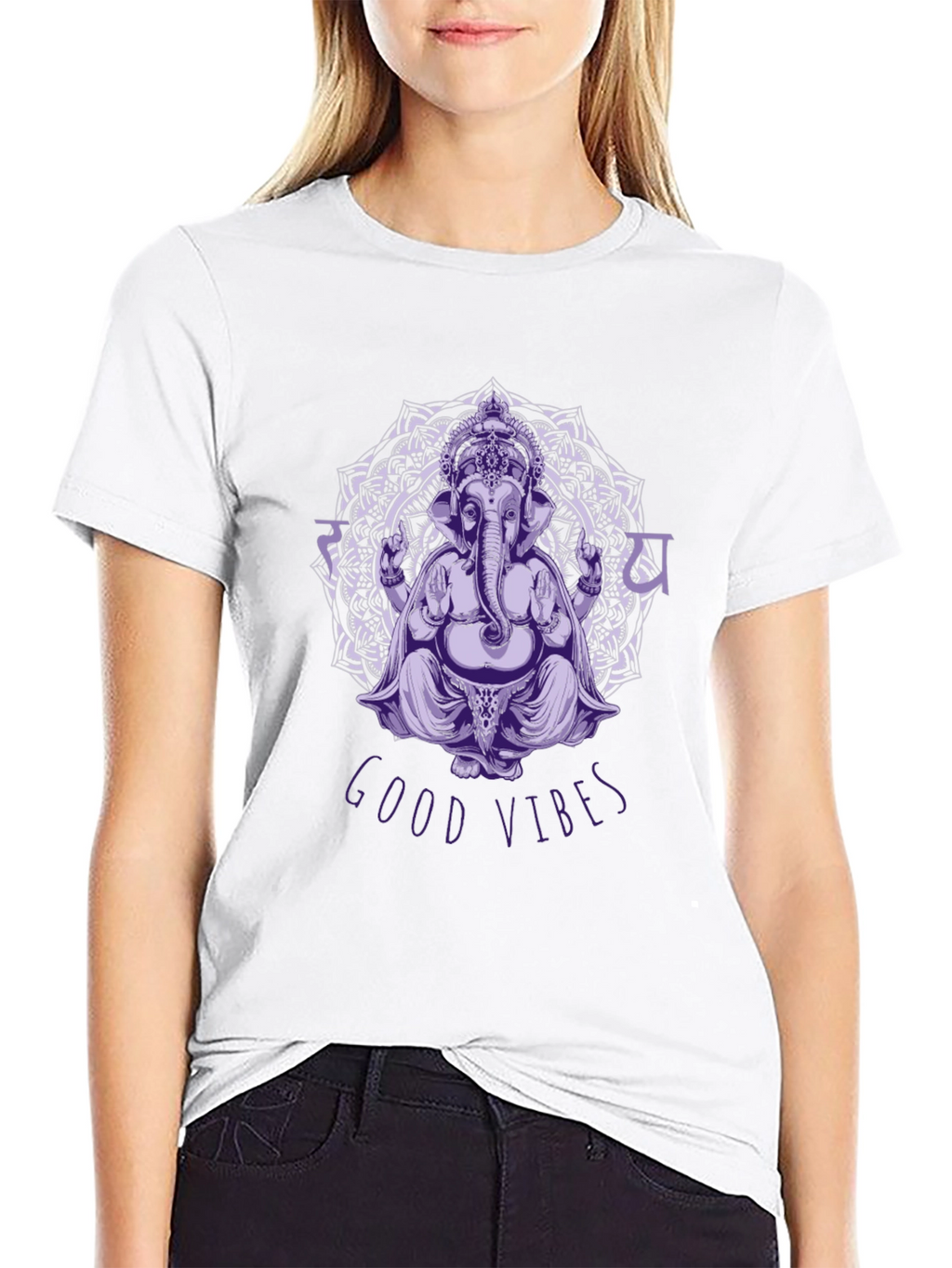 Ganesh Good Vibes Black Graphic T-Shirt