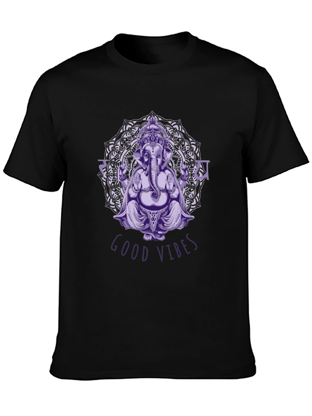 Ganesh Good Vibes Black Graphic T-Shirt