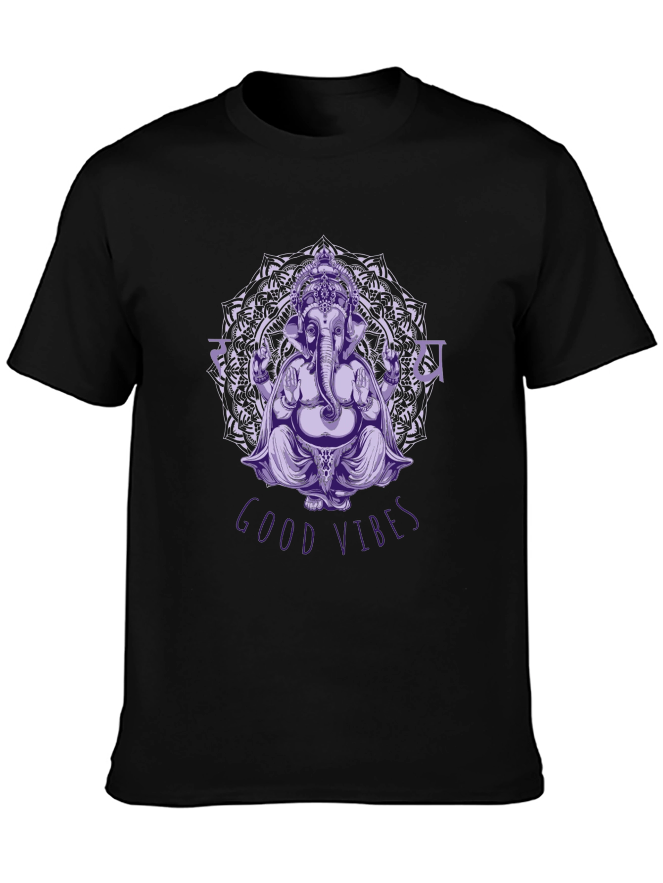 Ganesh Good Vibes Black Graphic T-Shirt