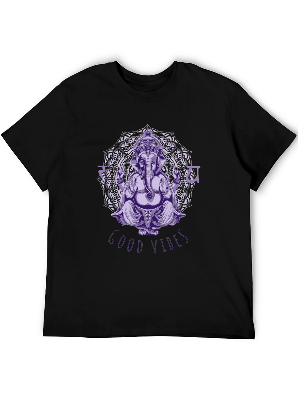Ganesh Good Vibes Black Graphic T-Shirt