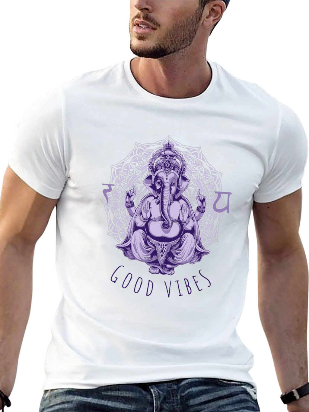 Ganesh Good Vibes Black Graphic T-Shirt