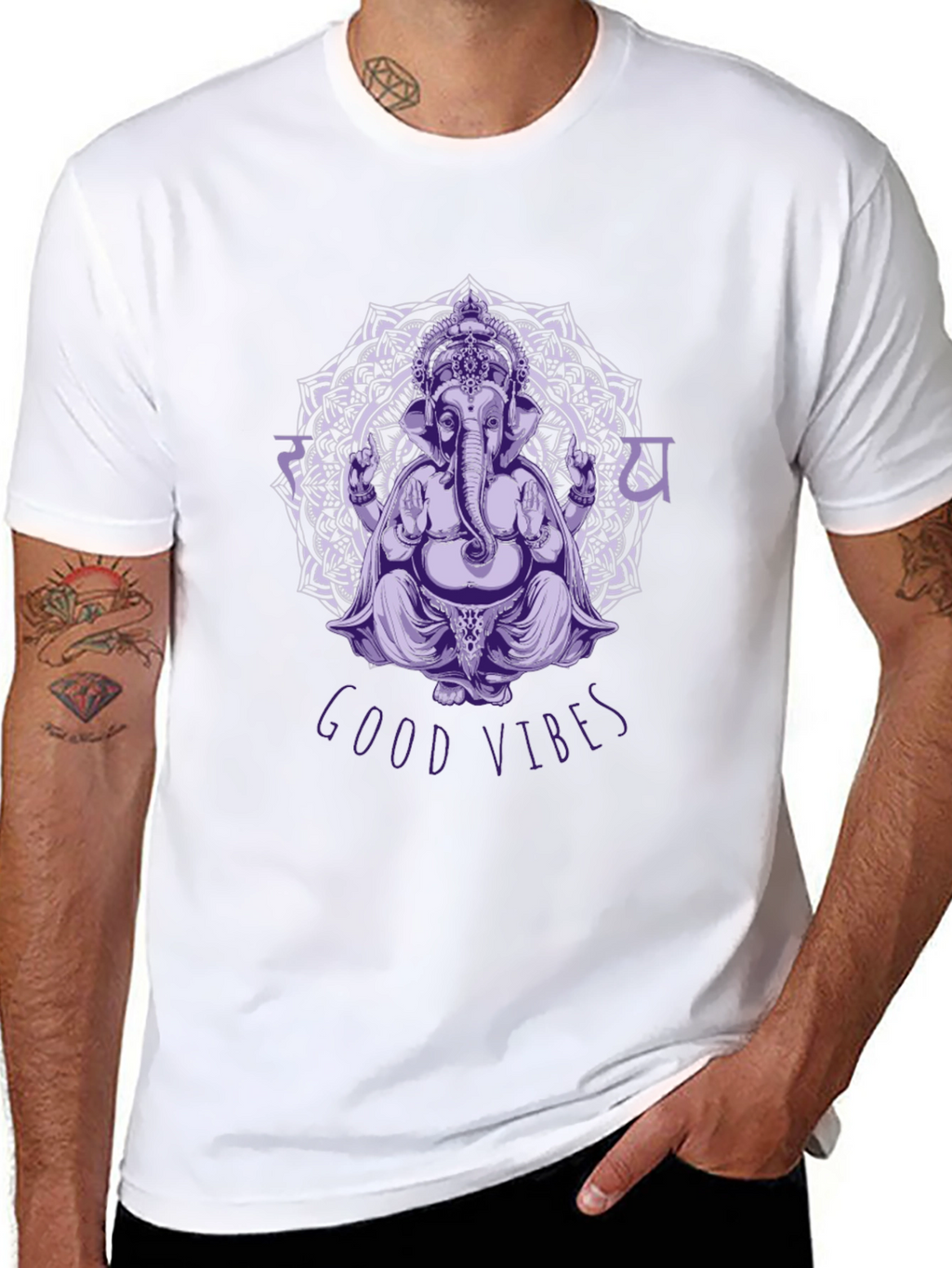 Ganesh Good Vibes Black Graphic T-Shirt