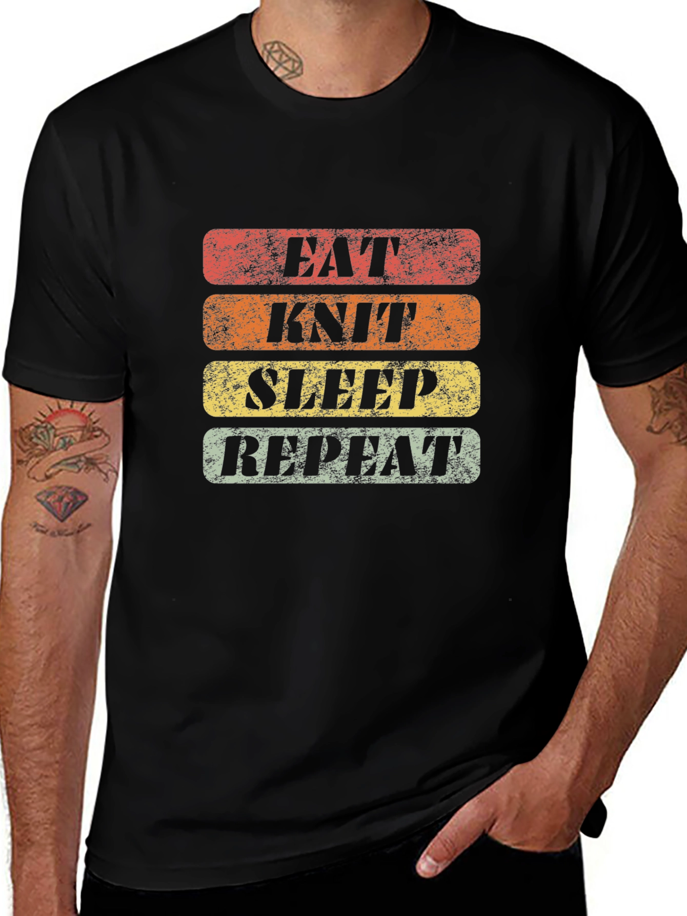 Eat Knit Sleep Repeat Graphic Tee