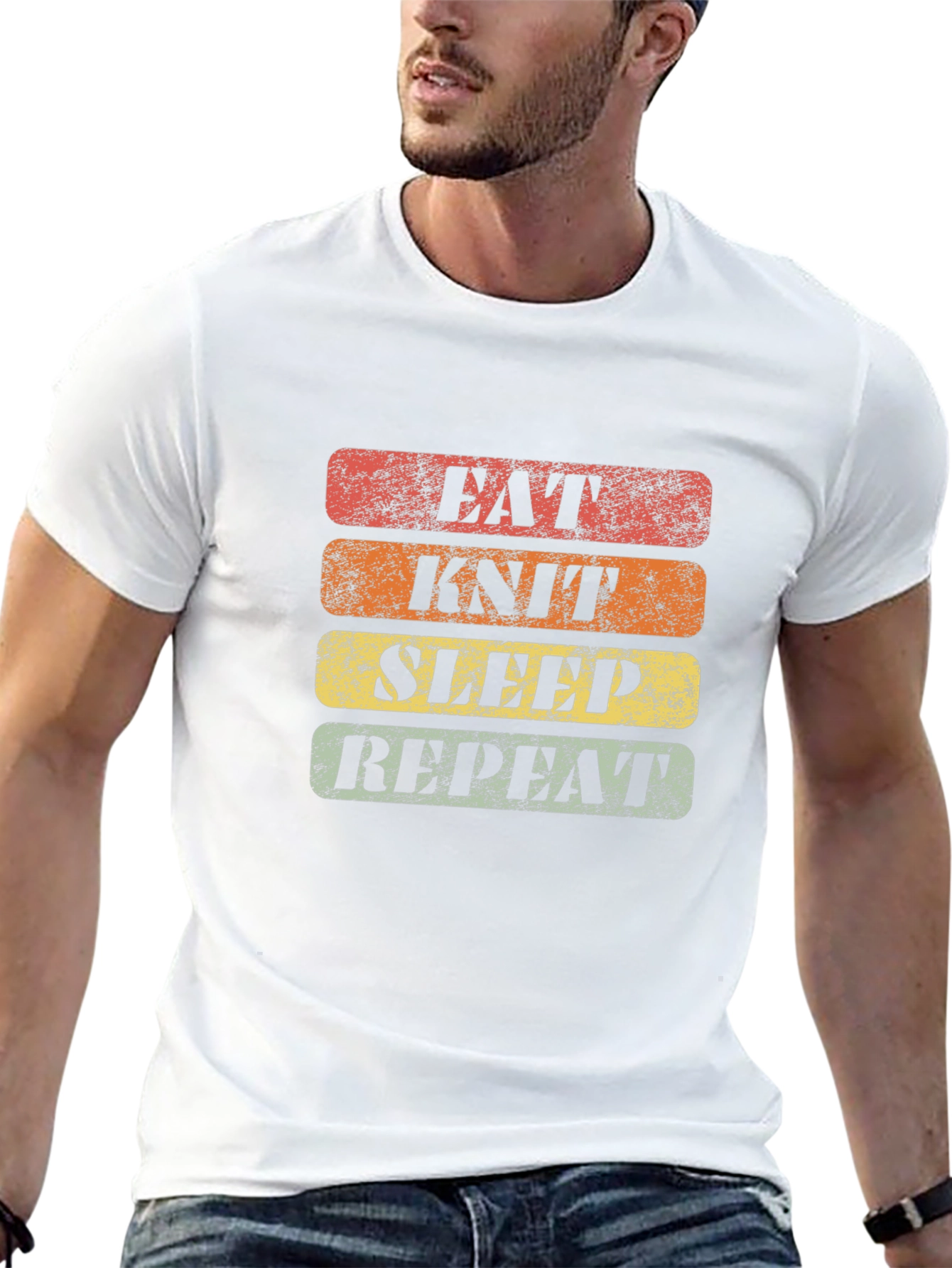 Eat Knit Sleep Repeat Graphic Tee