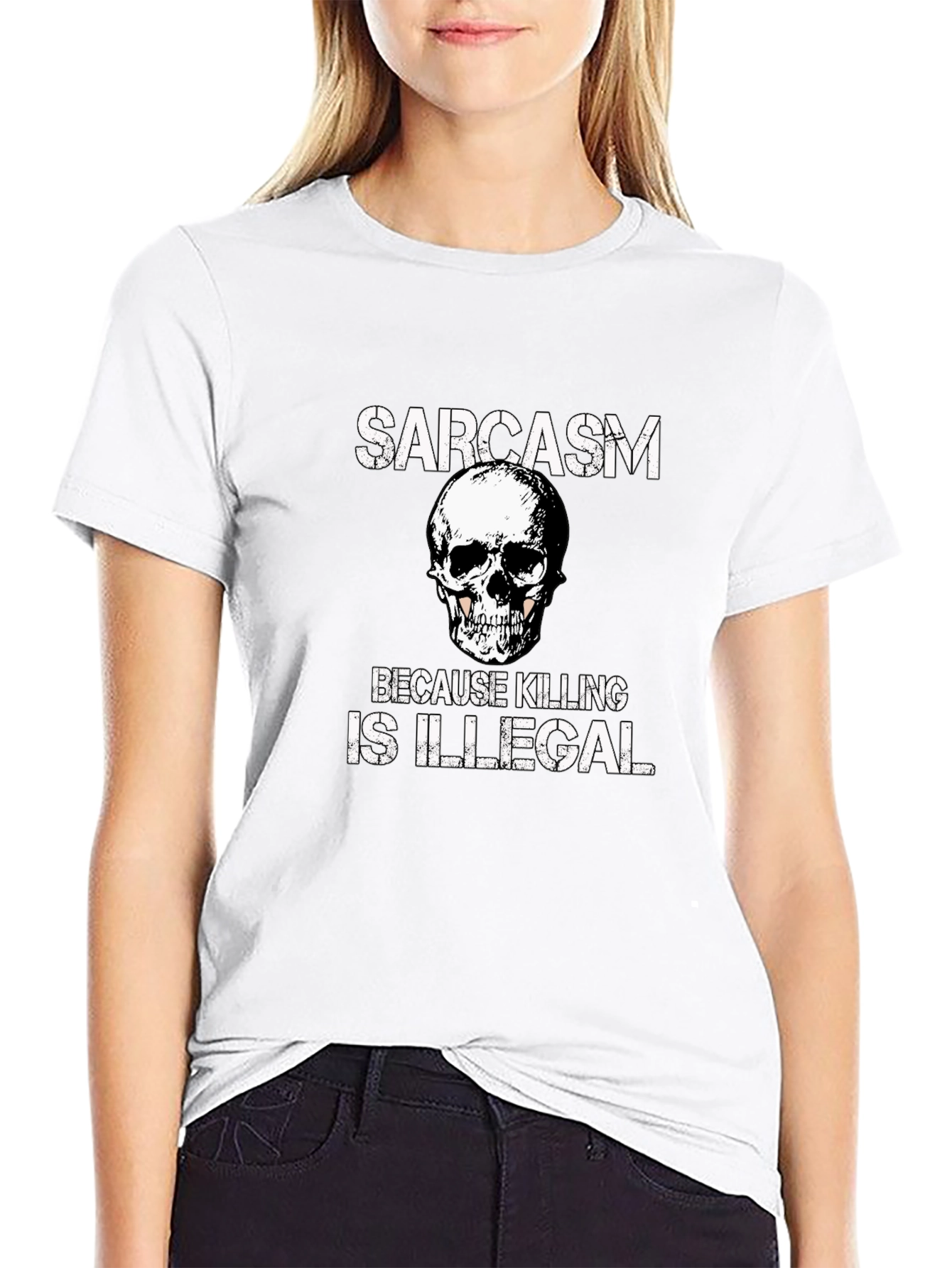Sarcasm Skull Graphic T-Shirt - Funny Novelty Tee