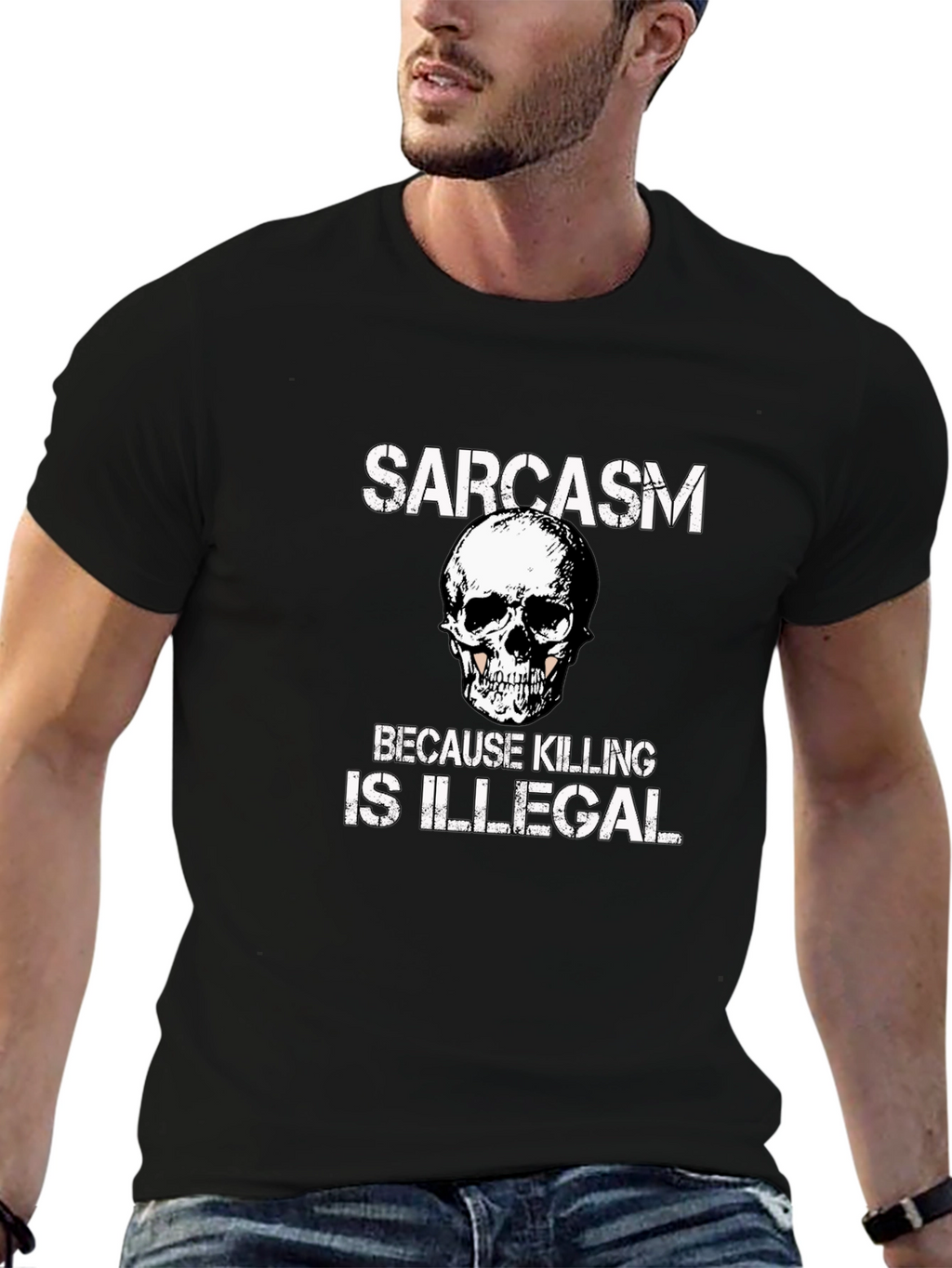 Sarcasm Skull Graphic T-Shirt - Funny Novelty Tee