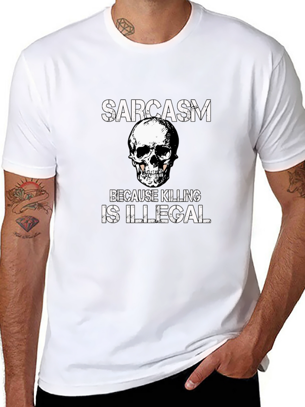 Sarcasm Skull Graphic T-Shirt - Funny Novelty Tee