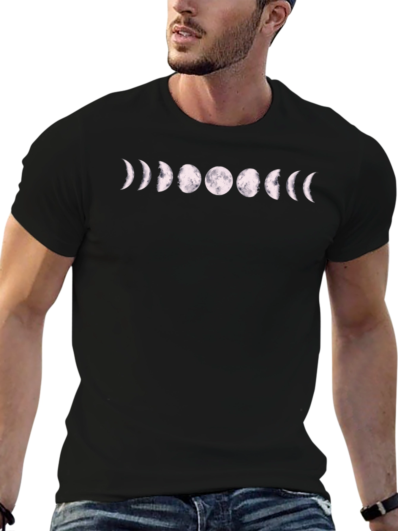 Lunar Phases Graphic Tee - Mens Black T-Shirt