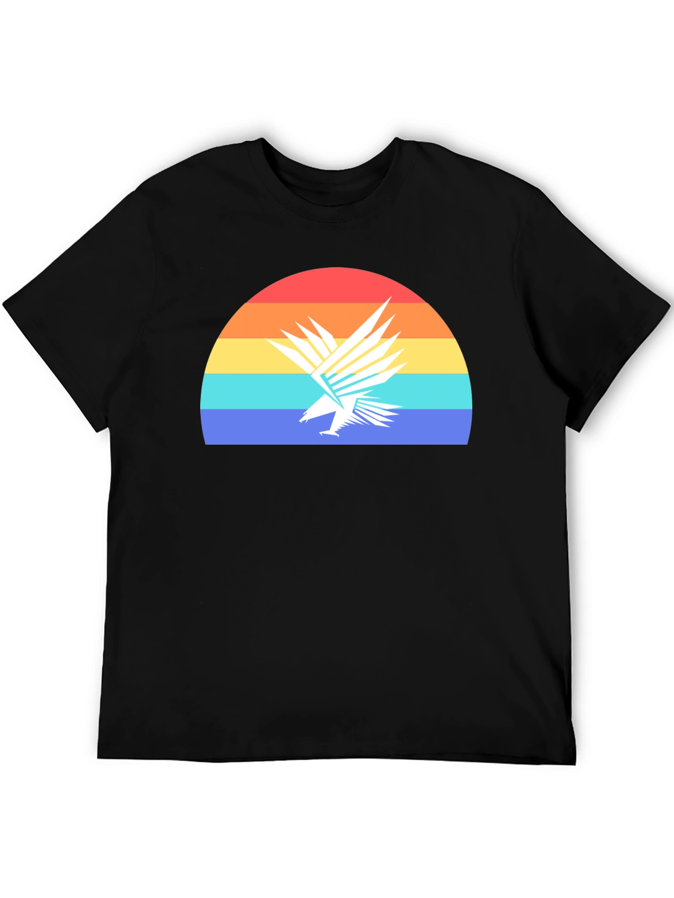 Retro Eagle Sunset Graphic Tee - Black Cotton T-Shirt