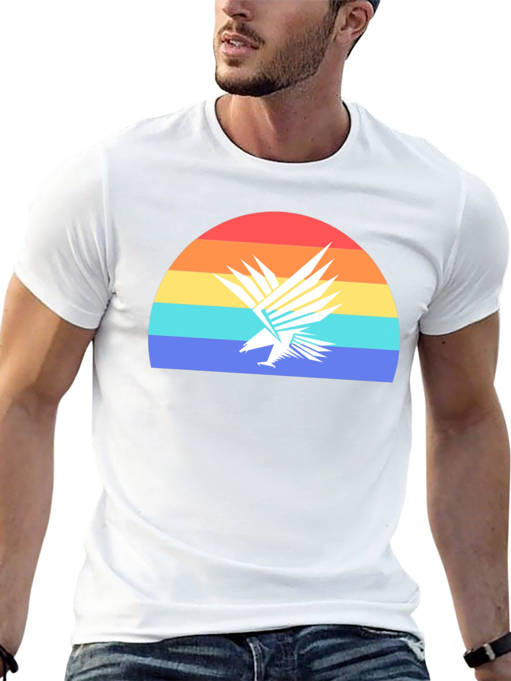 Retro Eagle Sunset Graphic Tee - Black Cotton T-Shirt