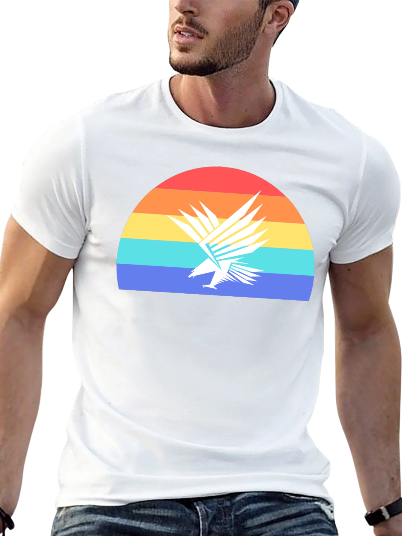 Retro Eagle Sunset Graphic Tee - Black Cotton T-Shirt