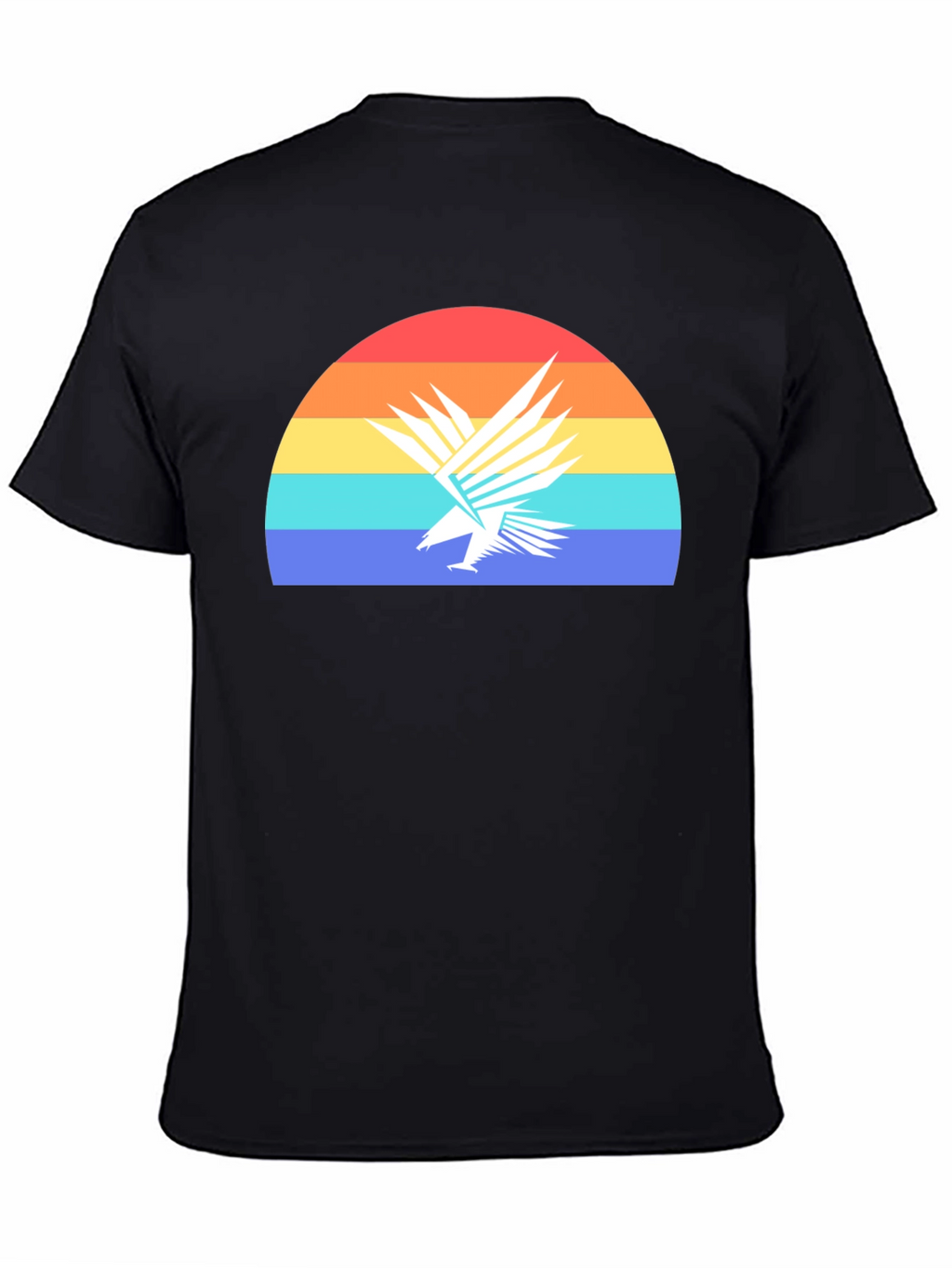 Retro Eagle Sunset Graphic Tee - Black Cotton T-Shirt