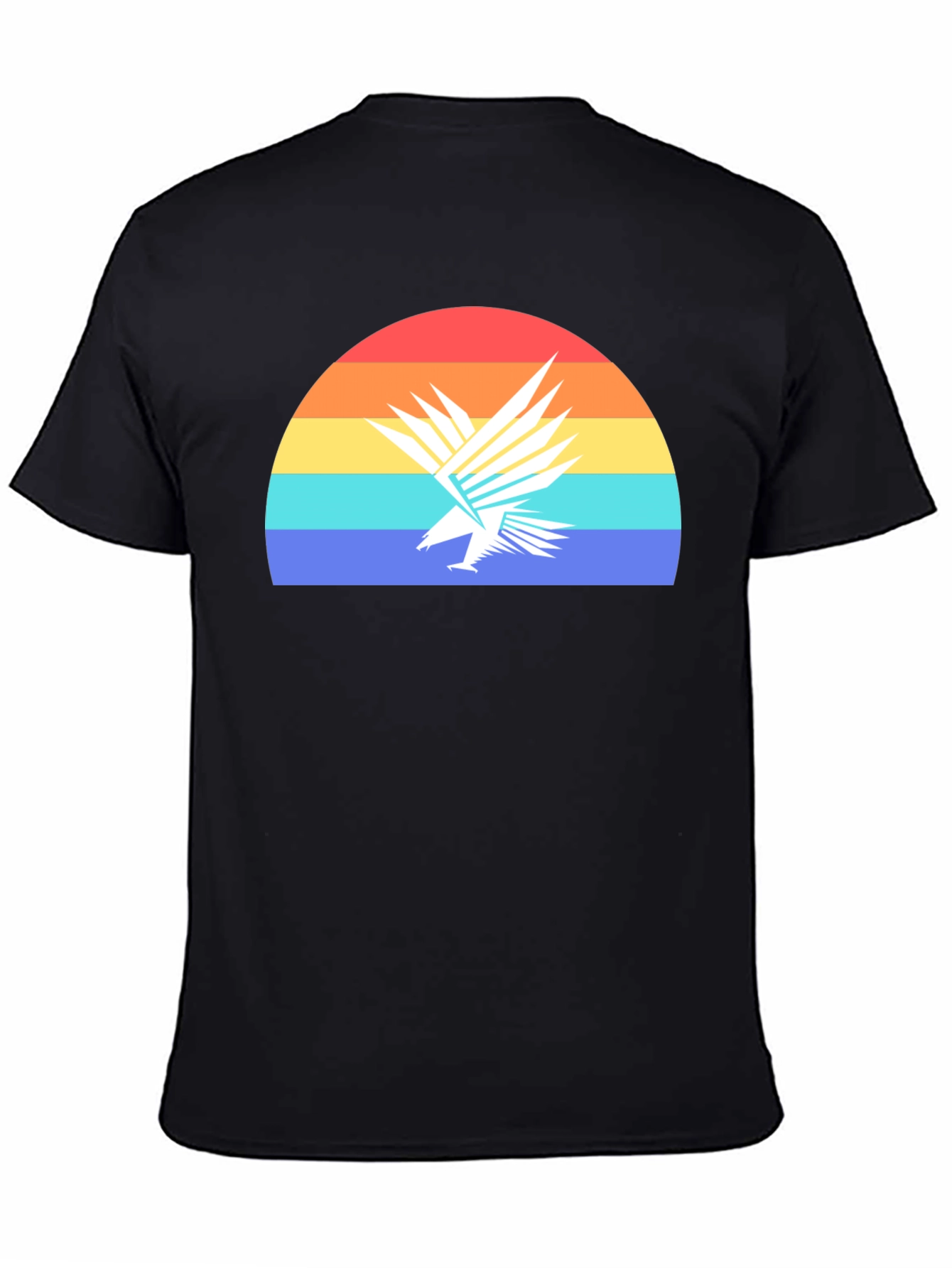 Retro Eagle Sunset Graphic Tee - Black Cotton T-Shirt