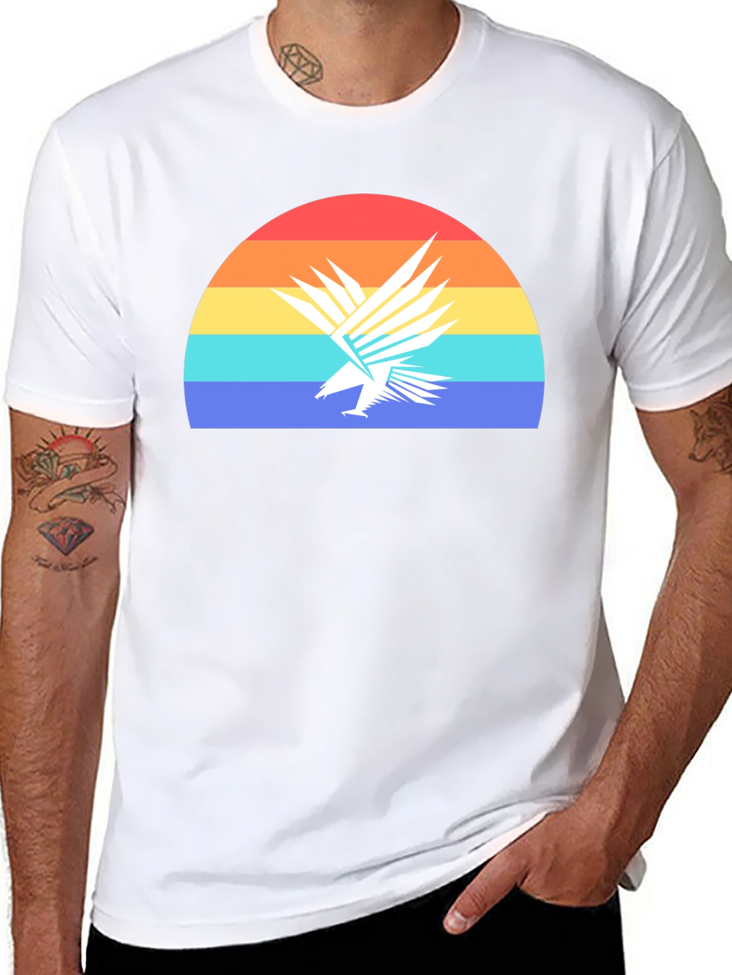 Retro Eagle Sunset Graphic Tee - Black Cotton T-Shirt