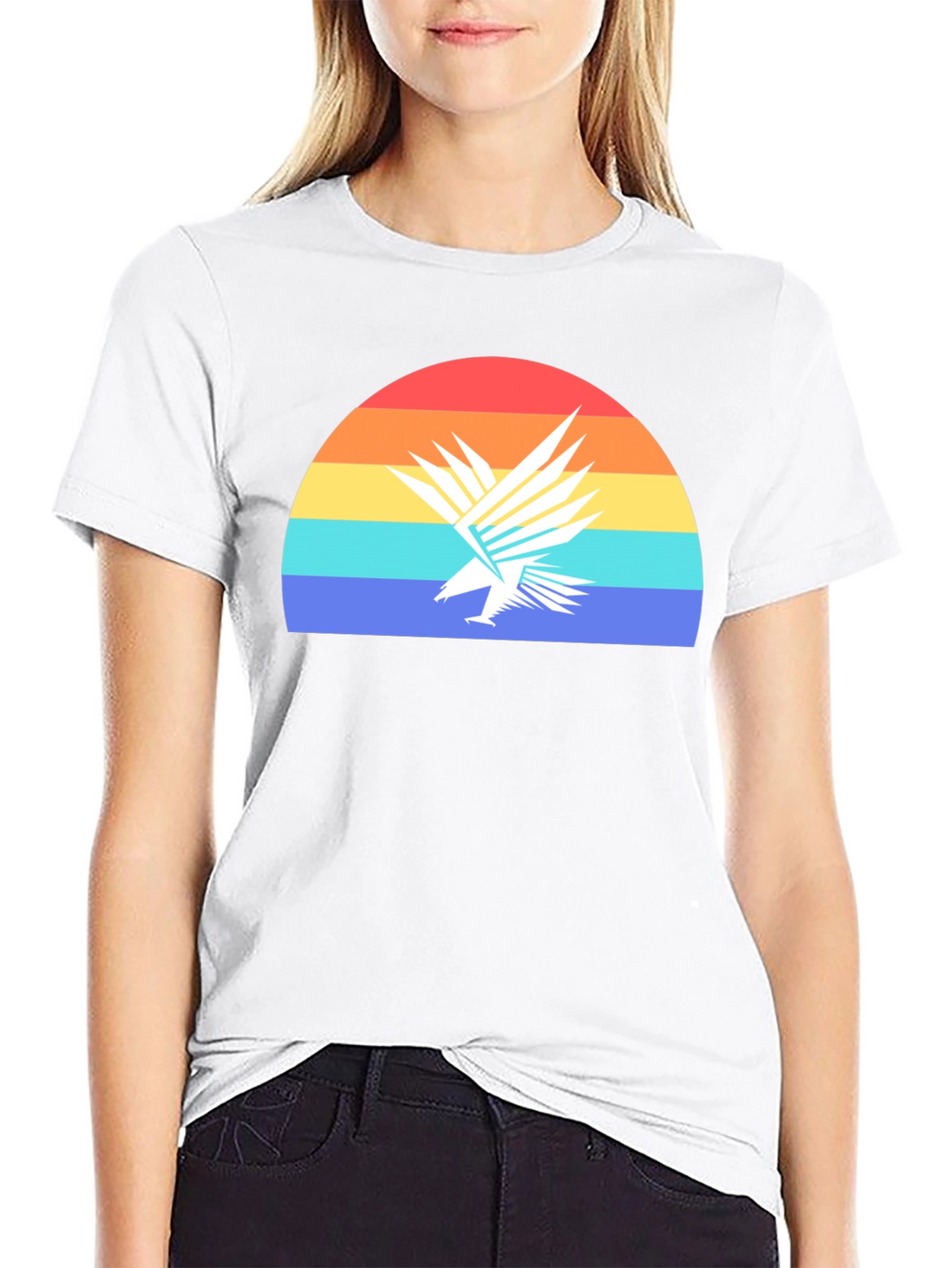 Retro Eagle Sunset Graphic Tee - Black Cotton T-Shirt