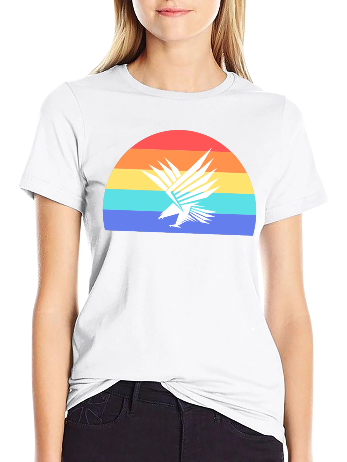 Retro Eagle Sunset Graphic Tee - Black Cotton T-Shirt