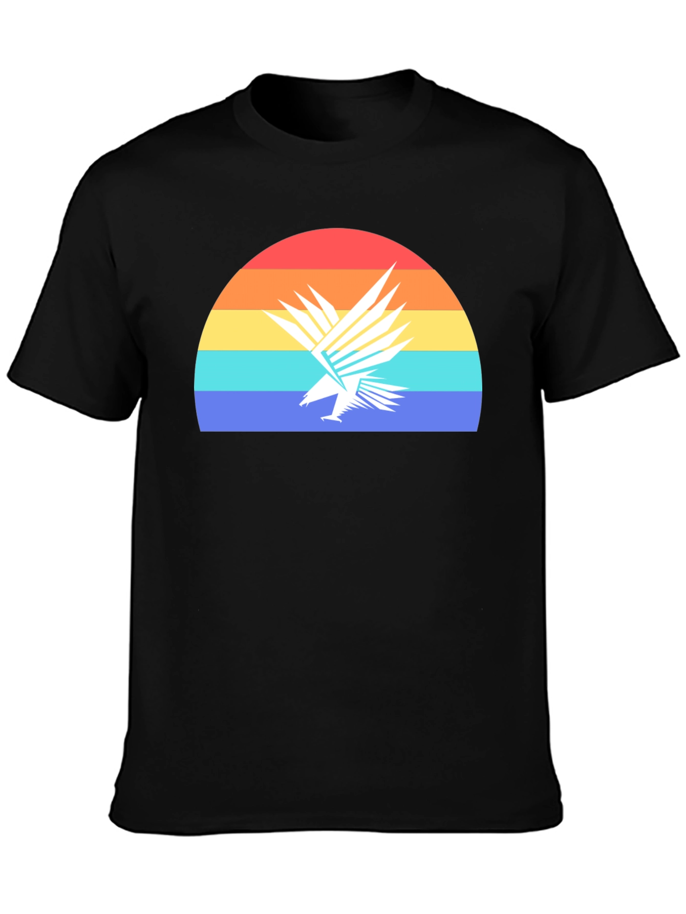 Retro Eagle Sunset Graphic Tee - Black Cotton T-Shirt