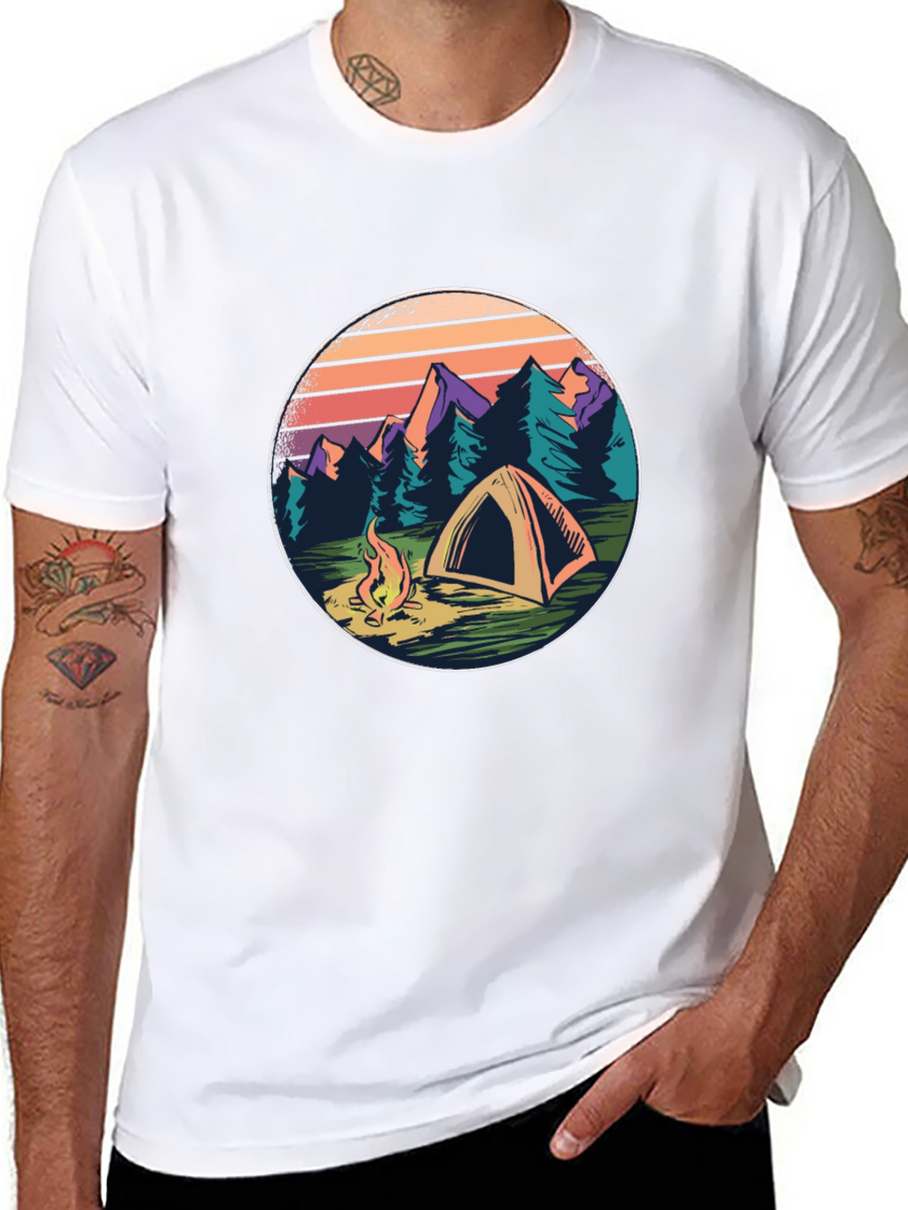 Camping Adventure T-Shirt - Mountain Scene Graphic Tee