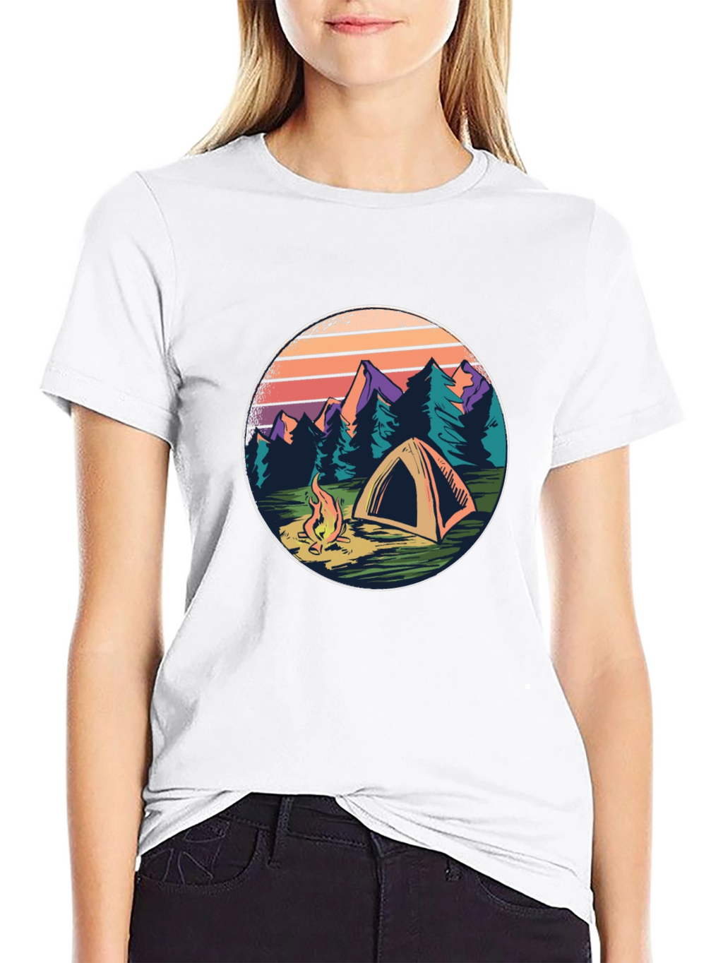 Camping Adventure T-Shirt - Mountain Scene Graphic Tee