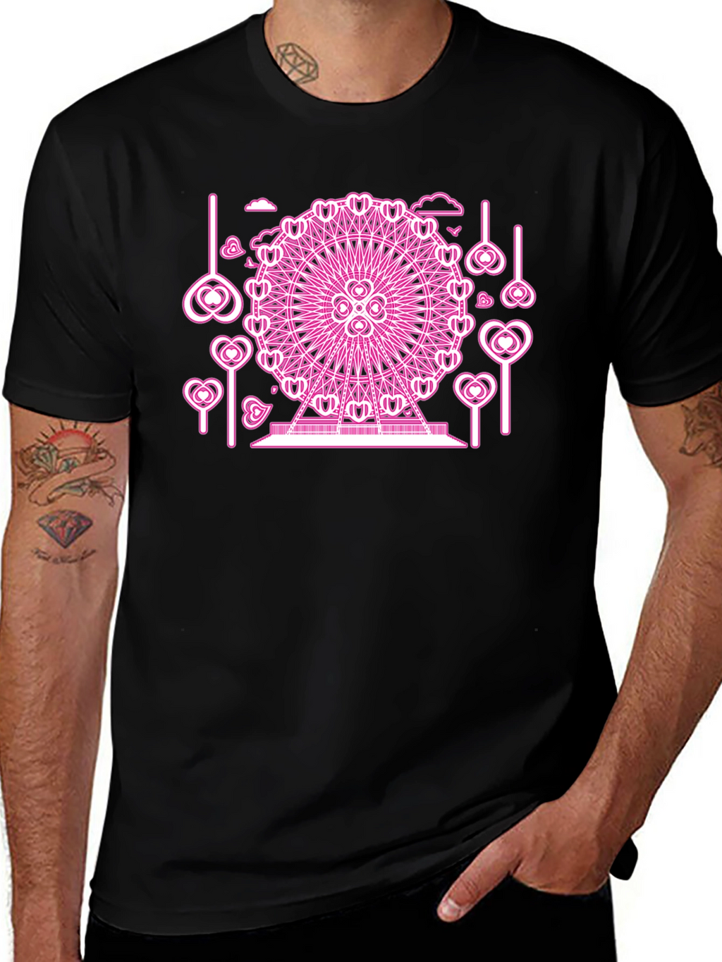 Pink Neon Ferris Wheel Graphic Tee