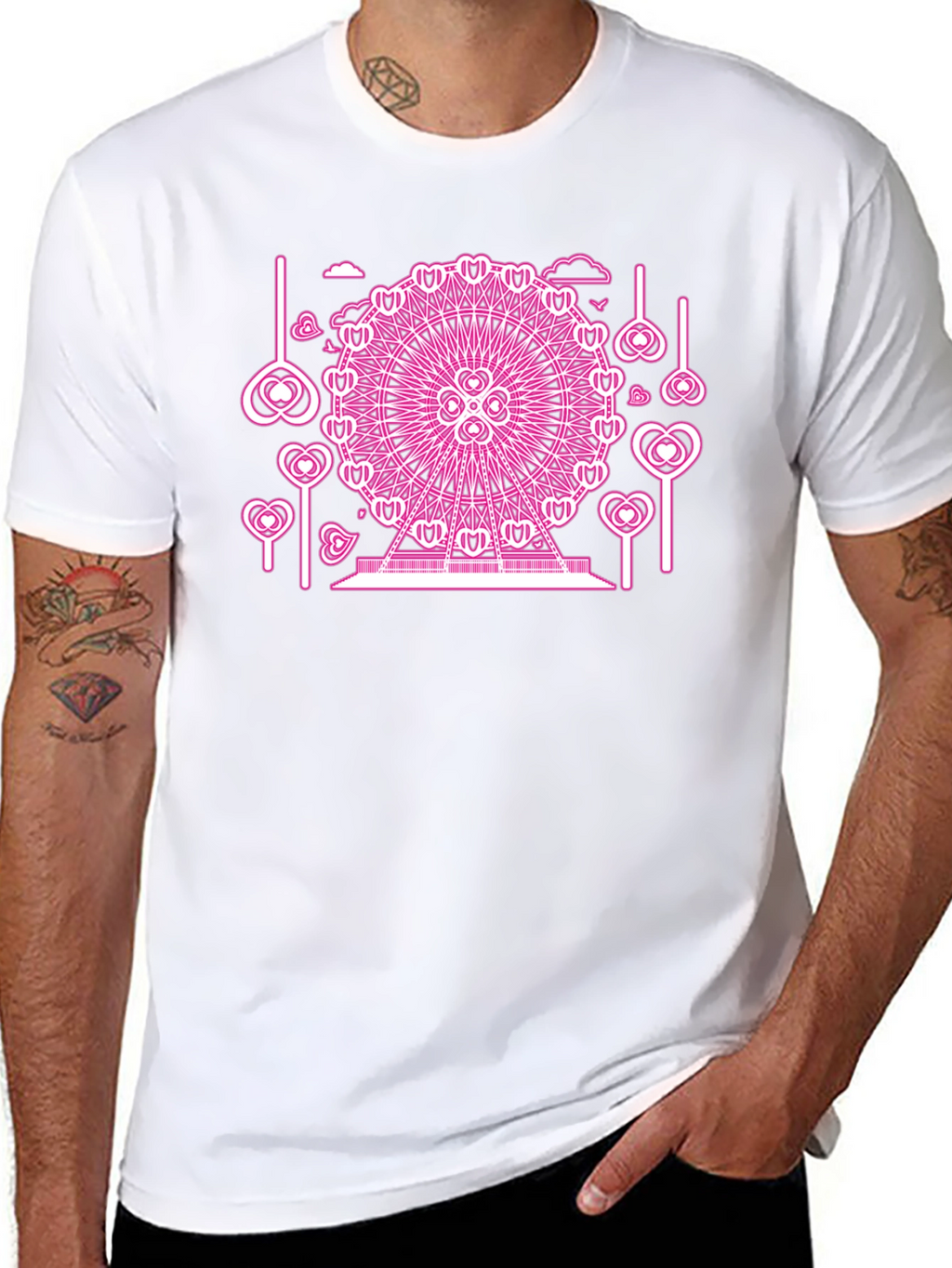 Pink Neon Ferris Wheel Graphic Tee