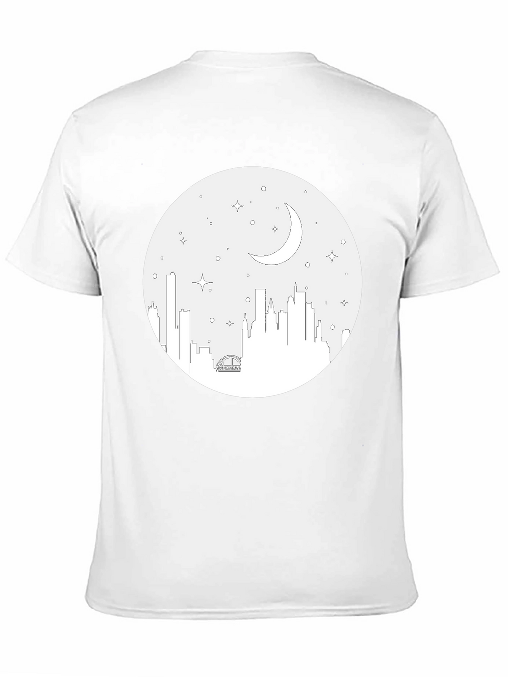 Cityscape Moon Graphic Tee - Black Cotton T-Shirt