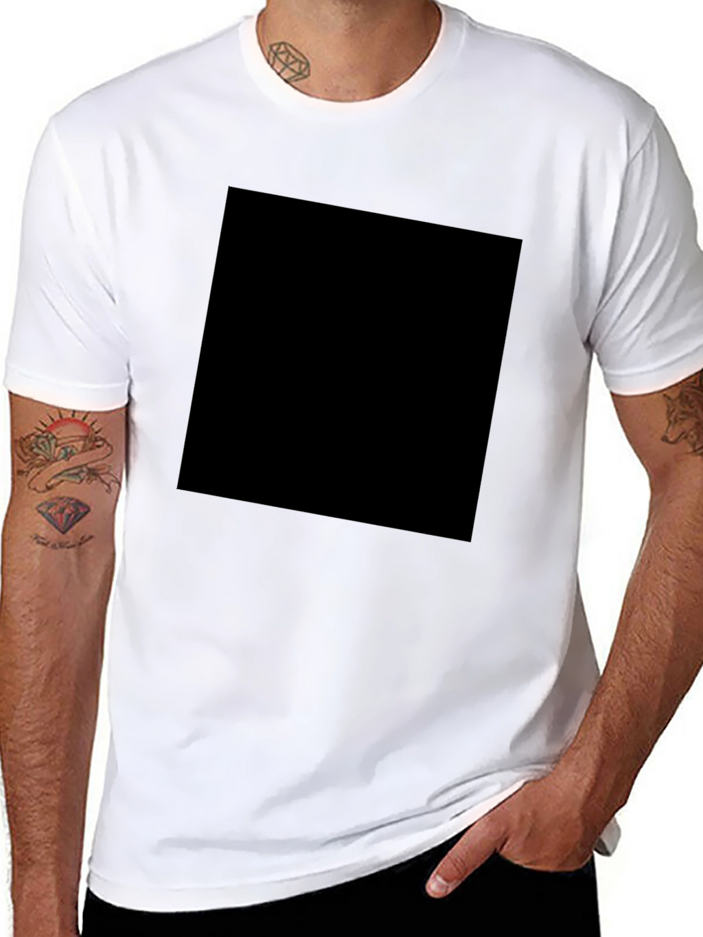 Mens Solid Black Crew Neck T-Shirt Casual Wear