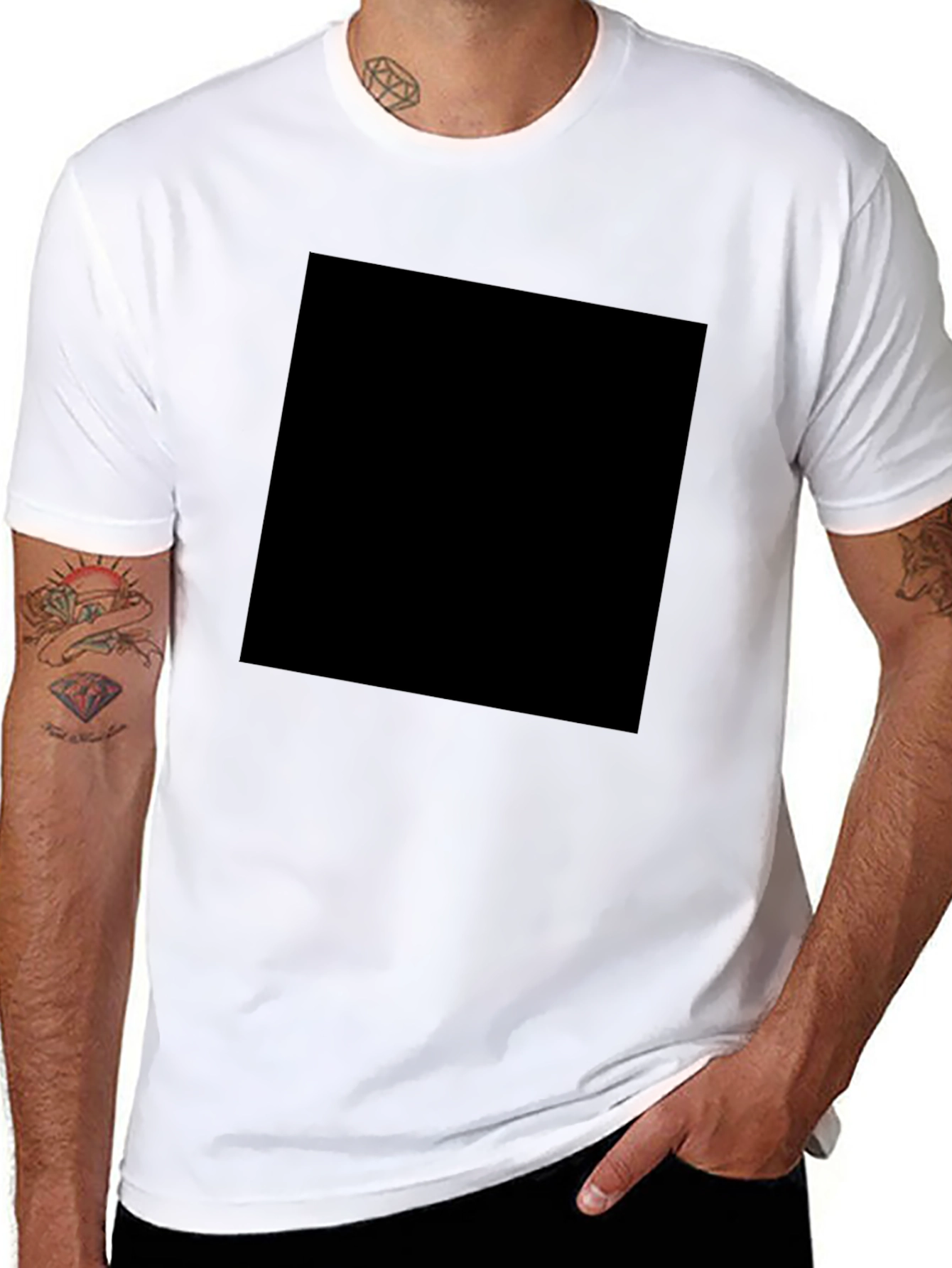 Mens Solid Black Crew Neck T-Shirt Casual Wear