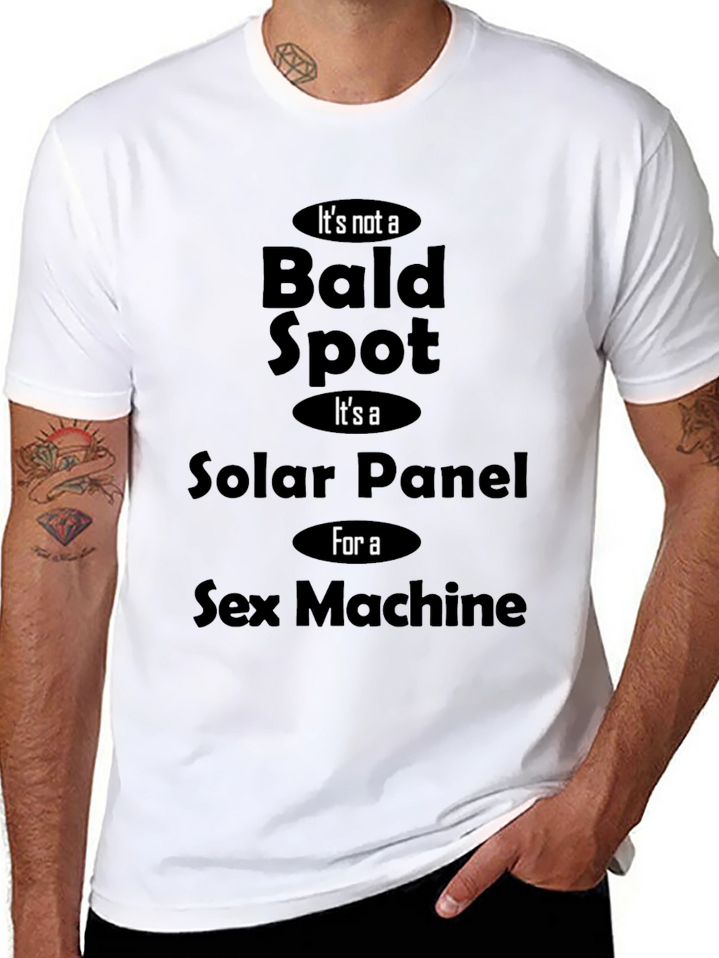 Funny Bald Spot Solar Panel Sex Machine Novelty T-Shirt