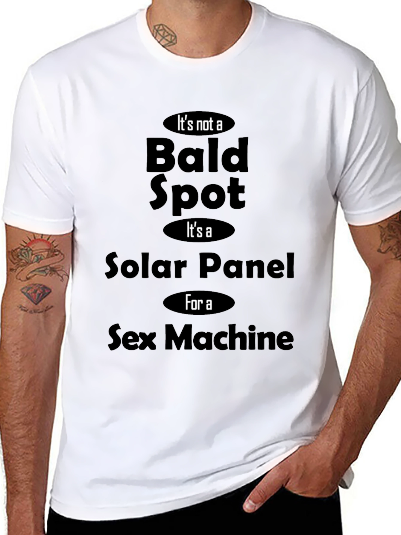 Funny Bald Spot Solar Panel Sex Machine Novelty T-Shirt