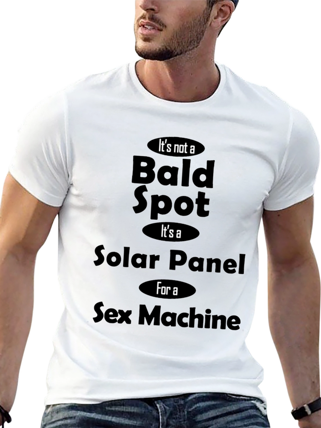Funny Bald Spot Solar Panel Sex Machine Novelty T-Shirt