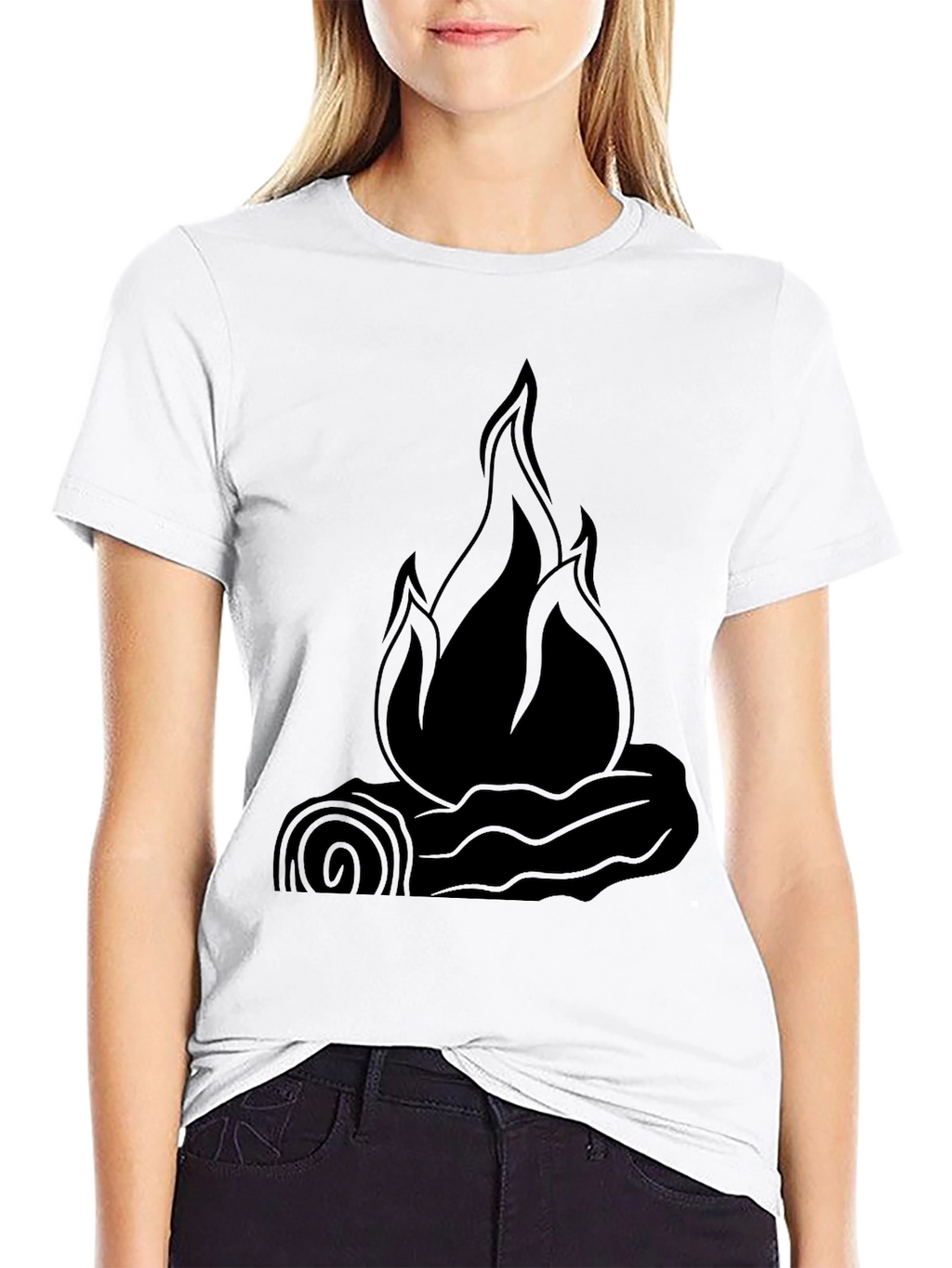 Campfire Graphic Tee - Black Cotton T-Shirt